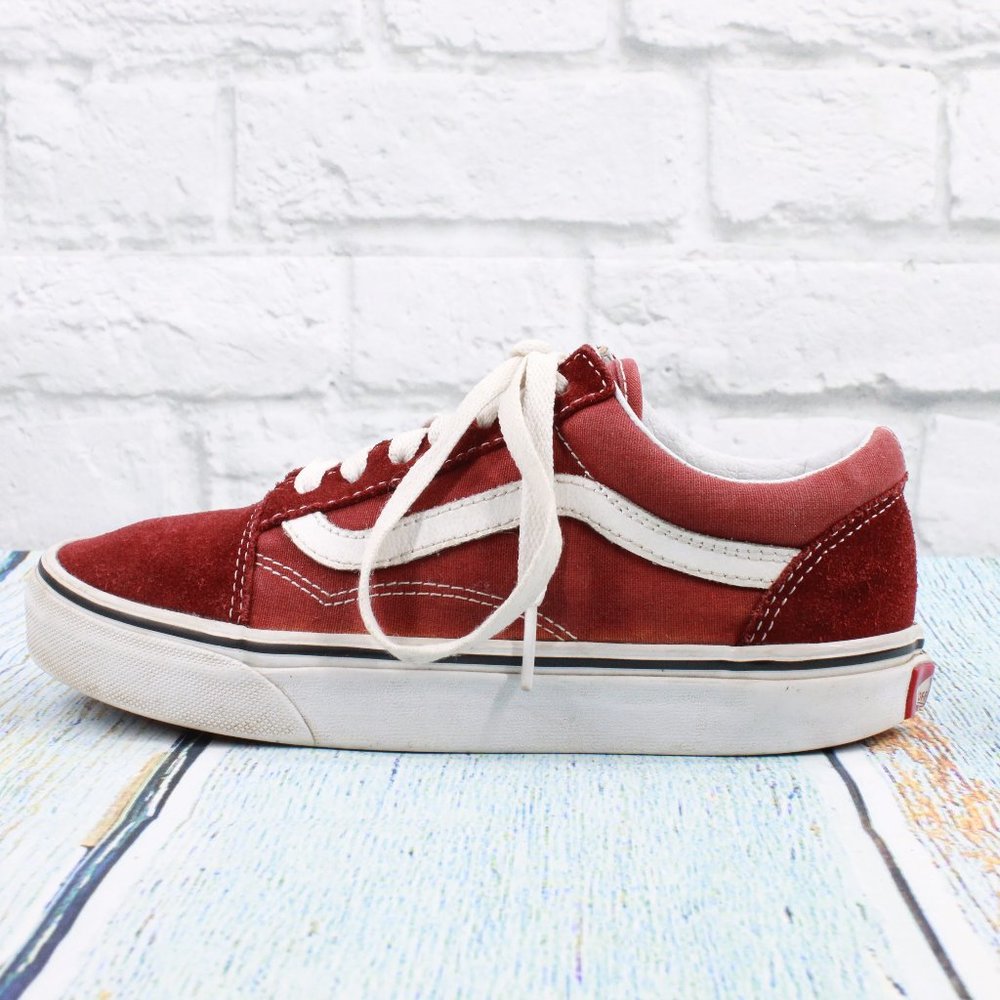 Vans Off The Wall Red Suede Canvas Lace up Low Top Skate Sneakers M 4 L 5.5 - Picture 1 of 9